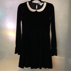 EUC BCBGeneration Velvet Babydoll Dress with Collar Size XS